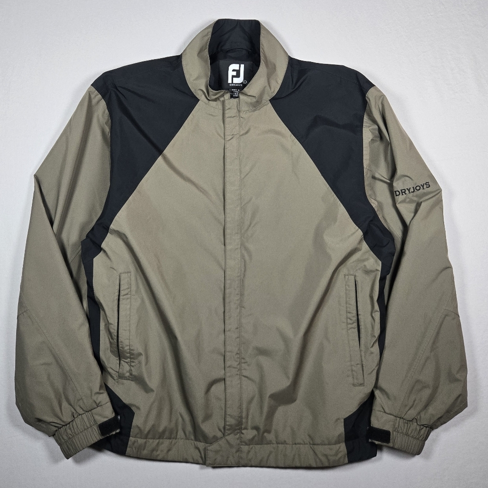 FootJoy DryJoys Men's Tan Black Colorblock Golf Rain Windbreaker Jacket Large